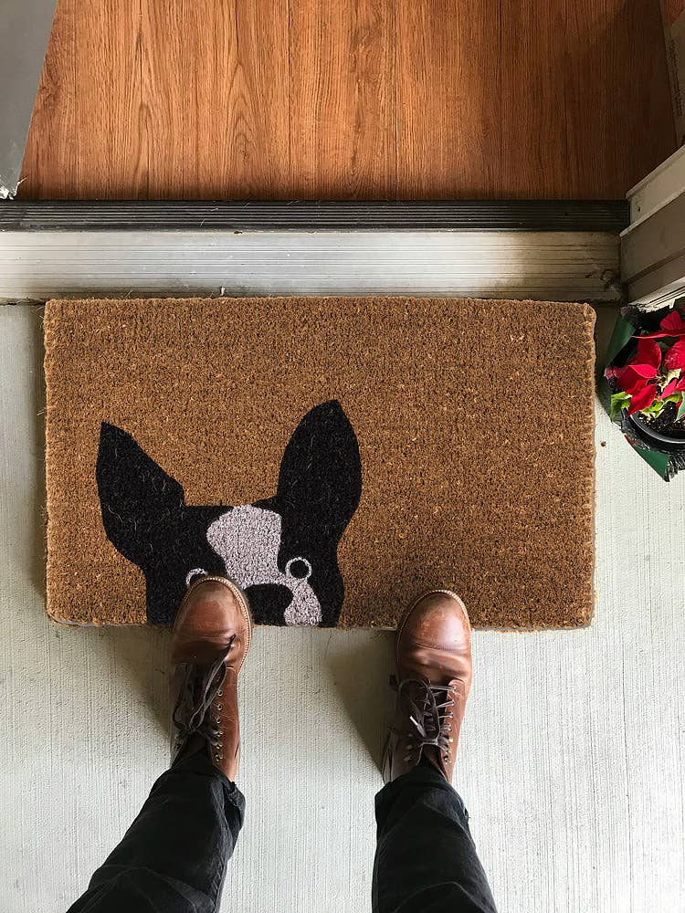 Peeking Dog Doormat-18X30"L