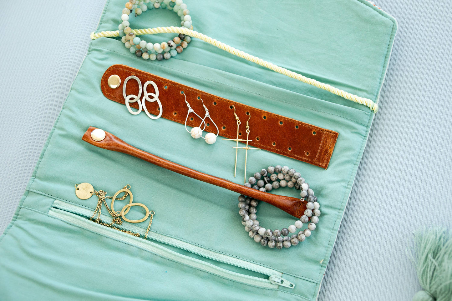Velvet Jewelry Organizer Blue