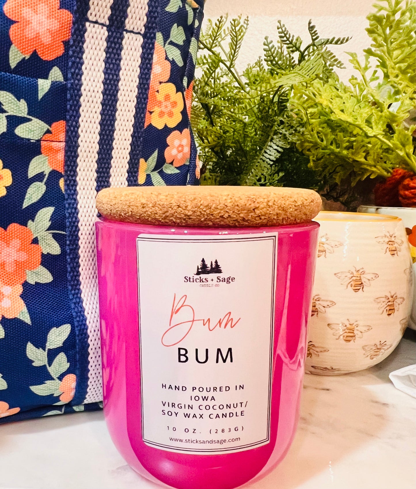 10 oz Wood Wick Coconut/Soy Wax Candle-Bum Bum