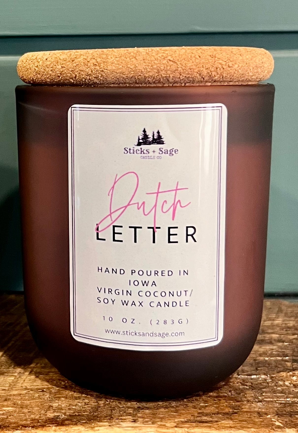 10 Oz Wood Wick Coconut/Soy Wax Candle-Dutch Letter
