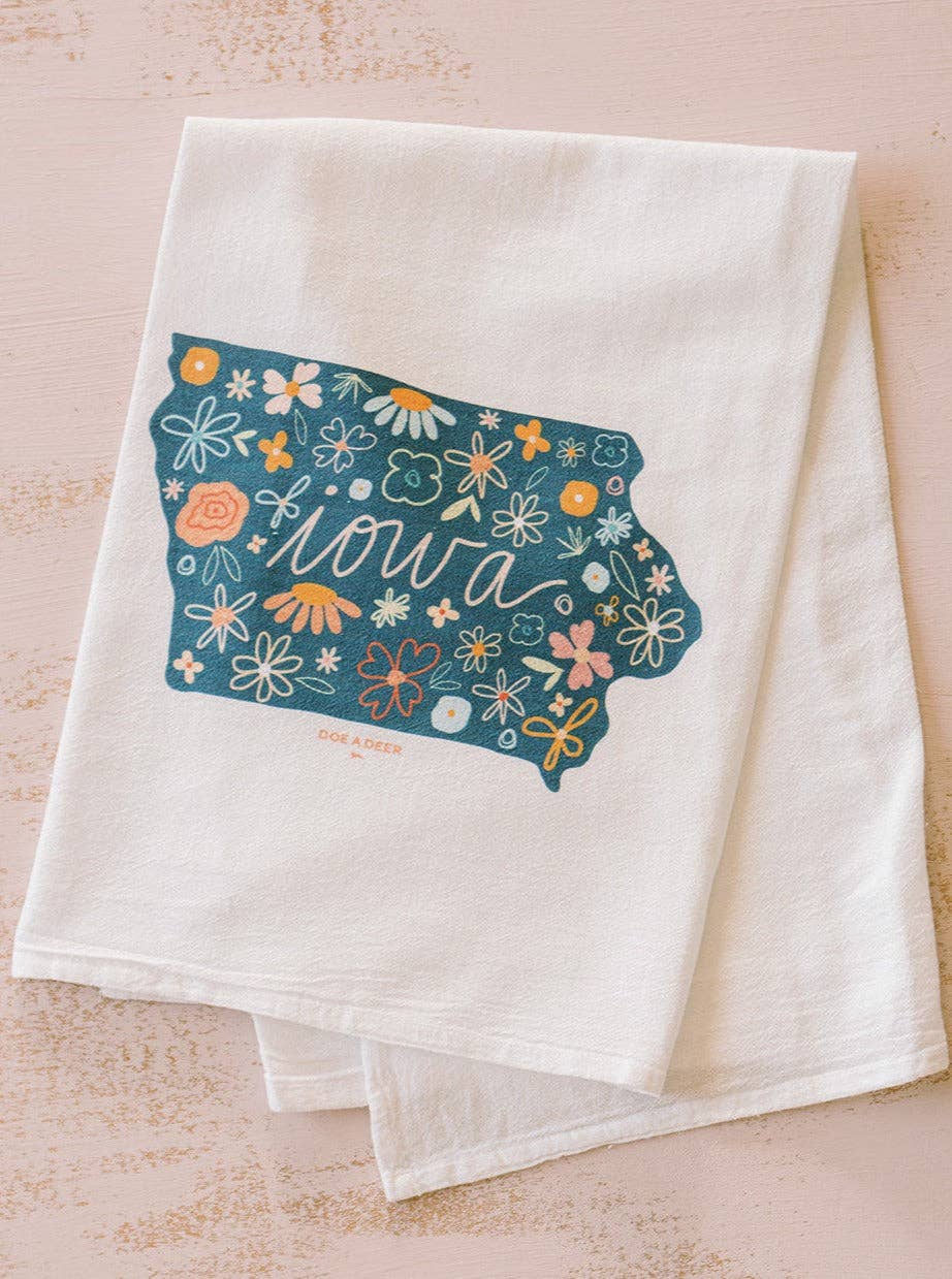 Iowa Floral Flour Sack Kitchen Towel