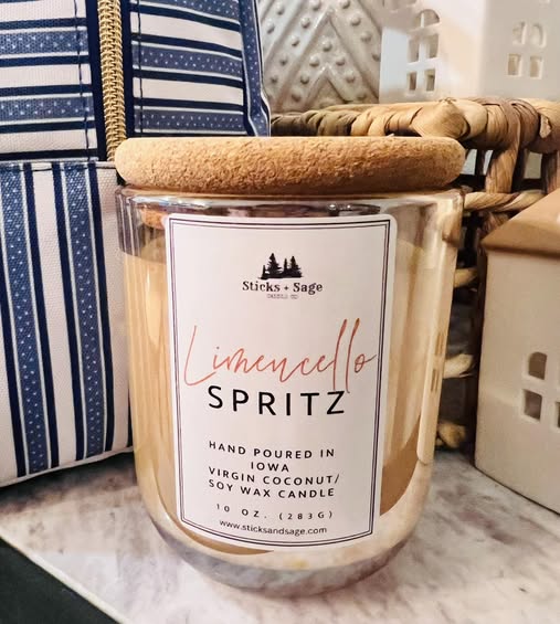 10 Oz Wood Wick Coconut/Soy Wax Candle-Limoncello