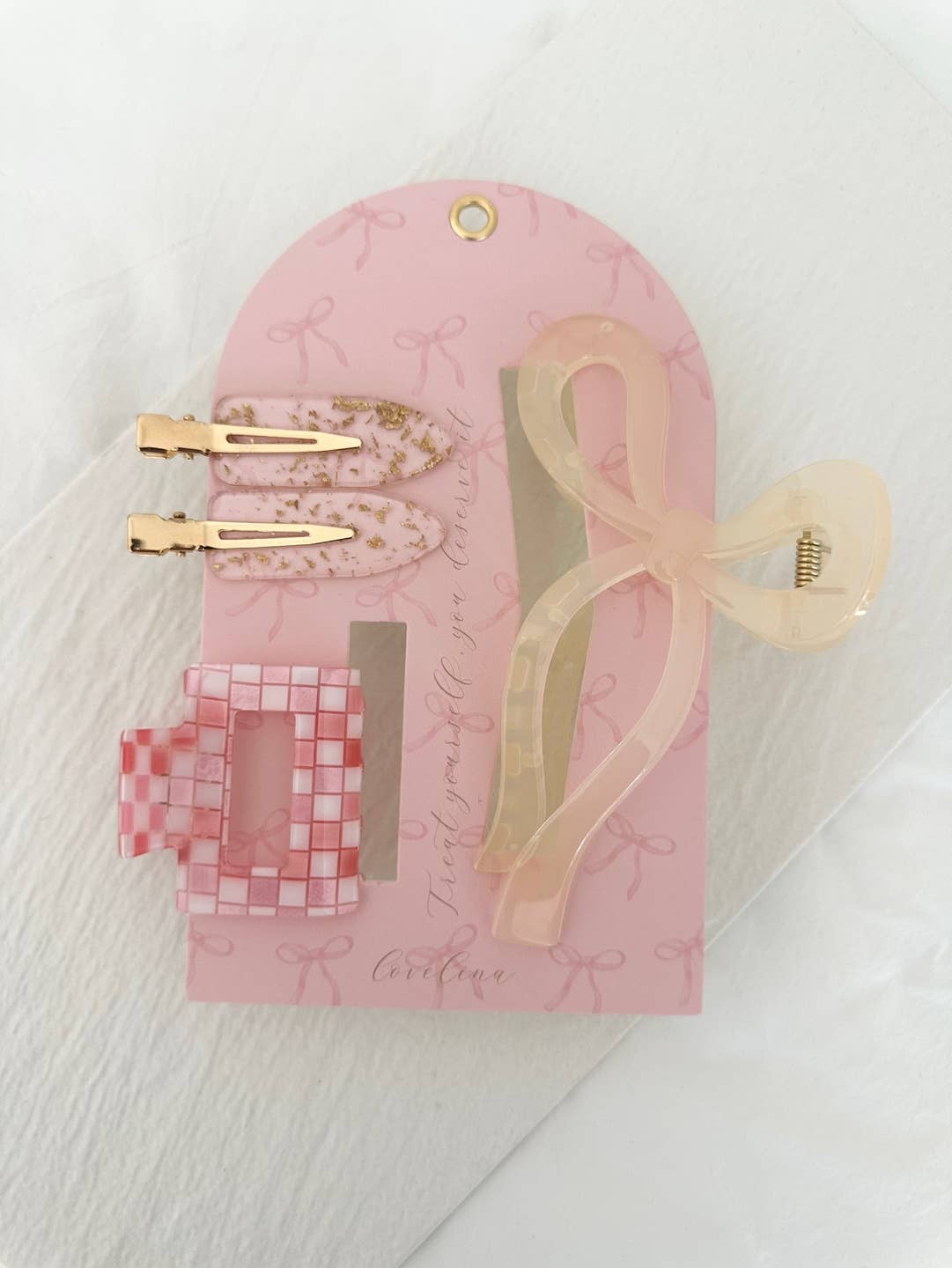 4 Hair Clips Set Crease Free Gold Bow Hair Clip Set (SIVU)
