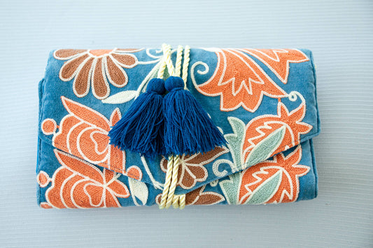 Velvet Jewelry Organizer Blue