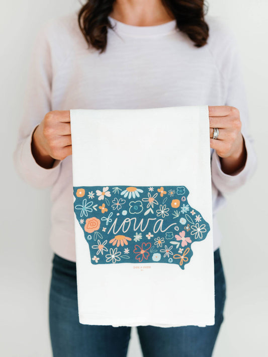 Iowa Floral Flour Sack Kitchen Towel
