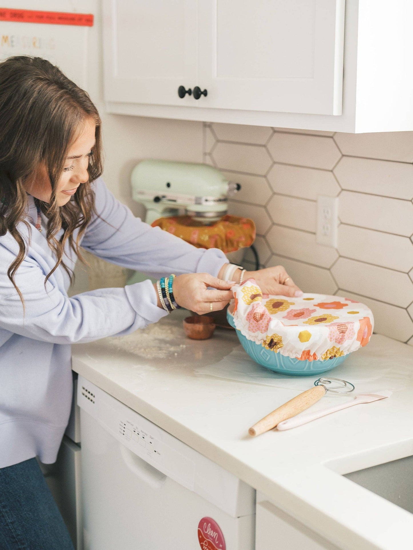 10.5" Flower Garden Bowl Cover | Dough Cover, Bread Baking