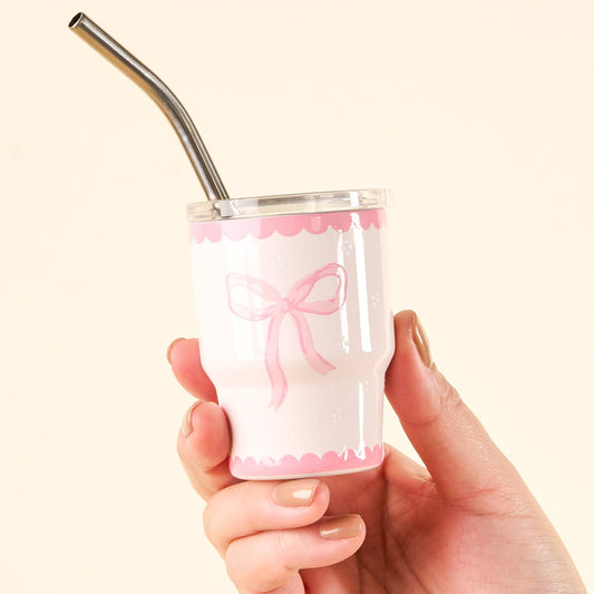 2 oz Tiny Tumbler-Bow Pink
